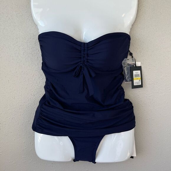 NWT DKNY Two-Piece Navy Blue Swimsuit Size M - Picture 1 of 7